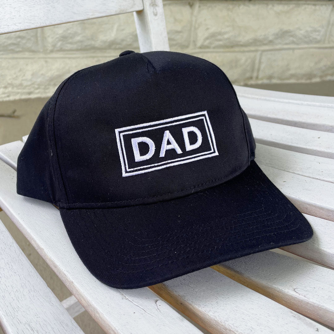 Dad Squared Hat - Black Hat with White Embroidery - Risology Club Nashhat