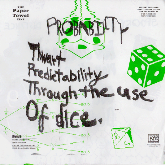 The Paper Towel Zine - Probability by Daniel Pujol and Sticker Pack